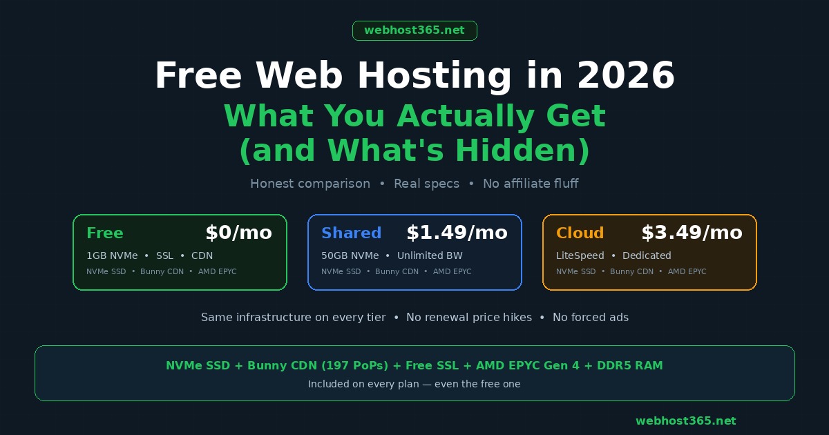 Free Web Hosting in 2026: What You Actually Get and What's Not