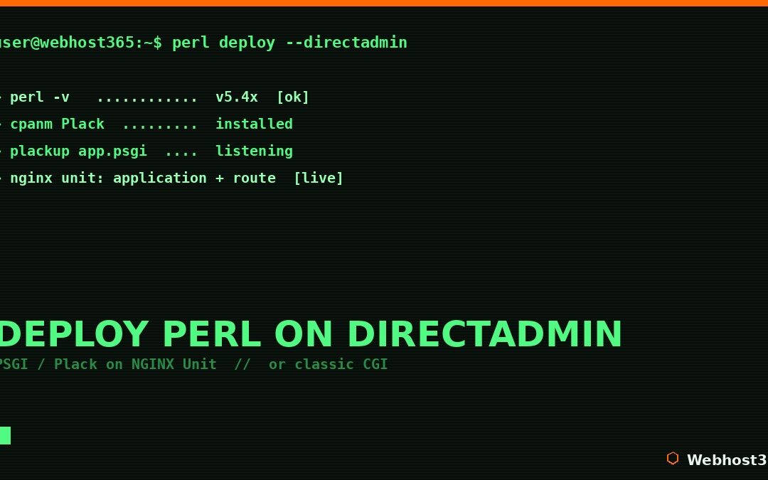 Deploy Perl on DirectAdmin — PSGI Plack on NGINX Unit or classic CGI