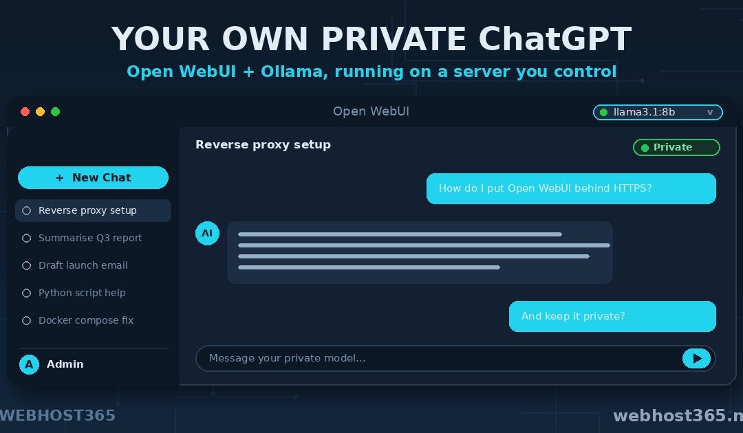 Self-hosted ChatGPT built with Open WebUI and Ollama on a private VPS behind a security shield